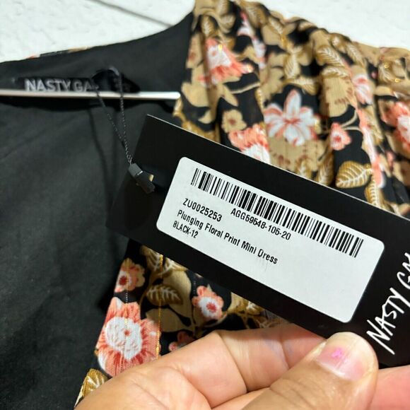 Nasty Gal Mini Dress Multicolor 8 Nothin Bud Love Fitted Plung Floral Print - Picture 11 of 14